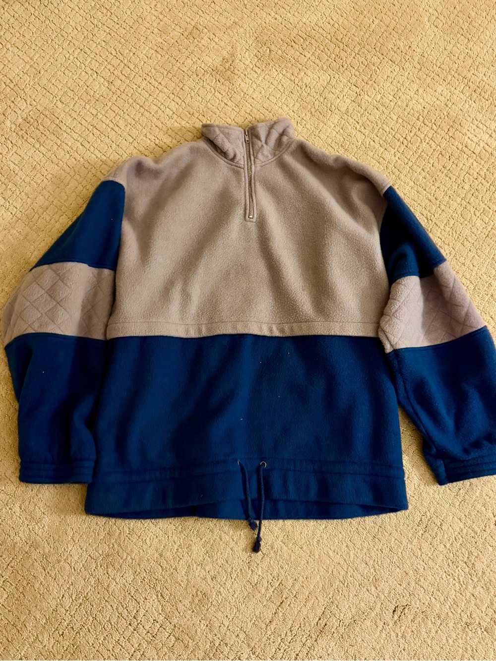 Men's Quarter-Zip Colorblock Fleece Pullover - Gray & Navy